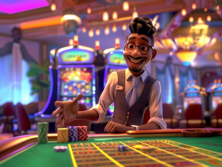 Baccarat table layout and dealer